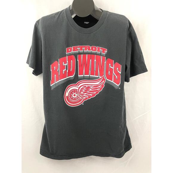 VTG Detroit Red Wings NHL Shirt L 1990's Black Hockey Sports TShirt - Picture 3 of 14